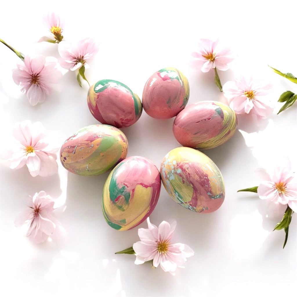 Milk chocolate Easter eggs filled with strawberry ganache